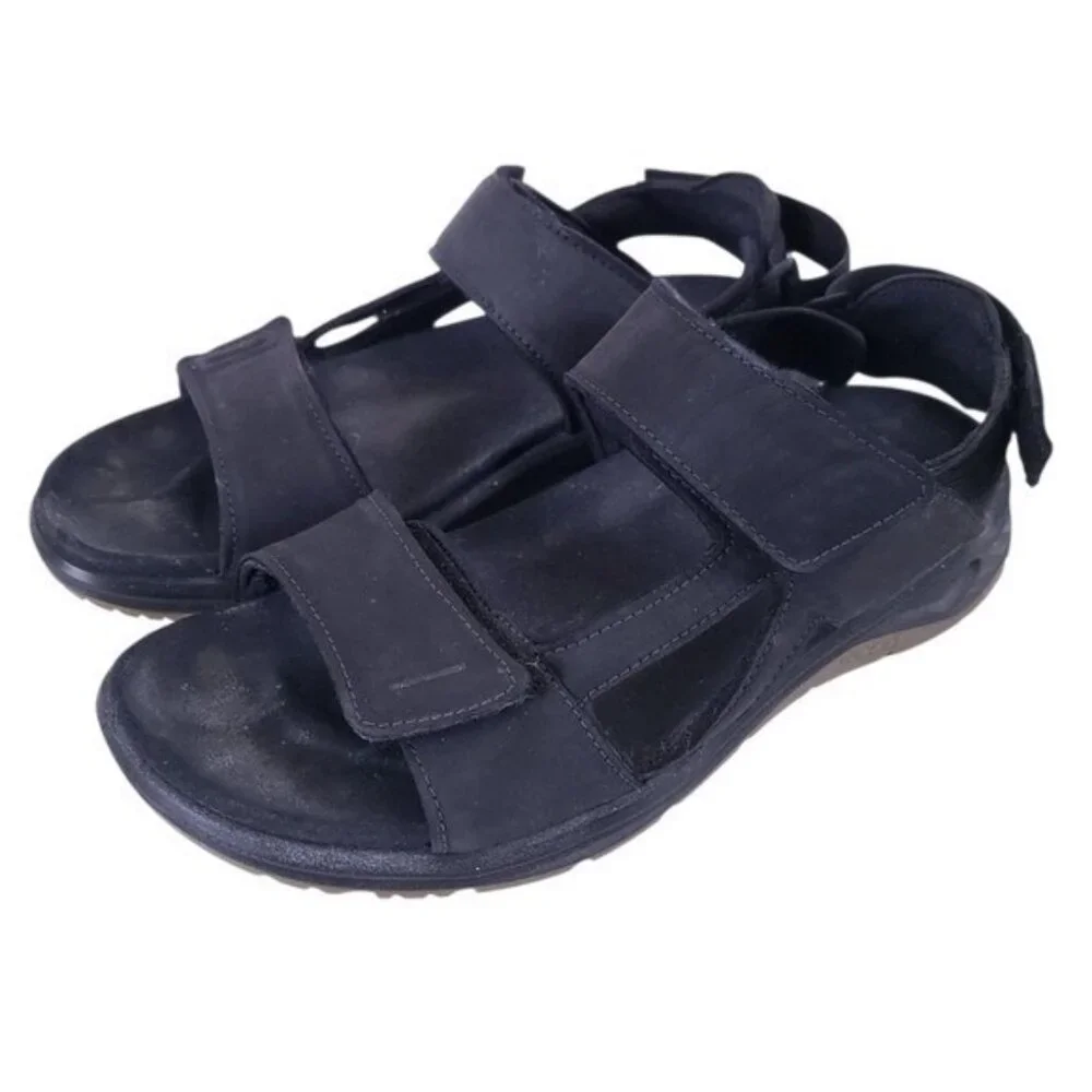 ECCO Mens X-trinsic 3S Black Leather Sandals Shoes Size 9
